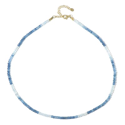 Cavill - Zilveren halsketting - 925 Sterling zilver verguld - 40,15 ct Ofiki Aquamarijn - Fancy gefacetteerde blauwe parels - Verstelbaar 45-50 cm