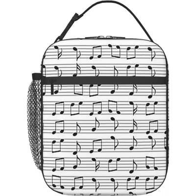 Abstracte Pianotoetsen Met Muzieknoten Geïsoleerde Lunchtas voor Kinderen School Koeltas Thermische Voedseldoos Draagtas Lunchboxen Container One Size