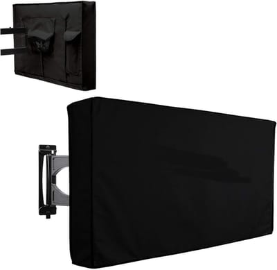 KZQ TV-hoes voor buiten 50-52 inch waterdicht en weerbestendig 210D Oxford doek met opbergtas en opbergruimte voor afstandsbediening zwart