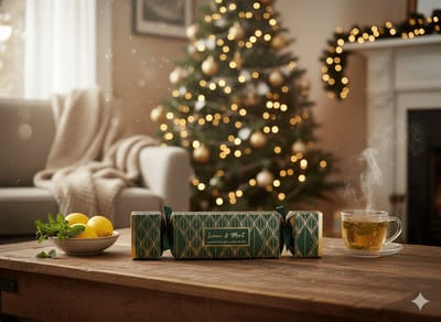 Lemon & Mint Cracker Giftset – 3 Luxe Sojakaarsen – Handgegoten & Natuurlijke Geurcadeaus