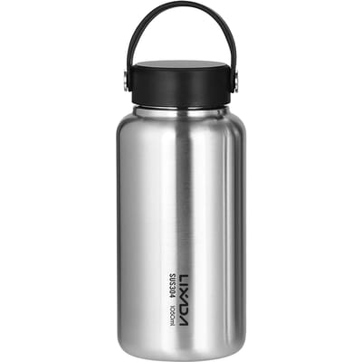 LIXADA 1050 ml bouteille d'eau en acier inoxydable bouteille de sport anti-fuite avec Pot suspendu de 750 ml pour Bottle Only gray