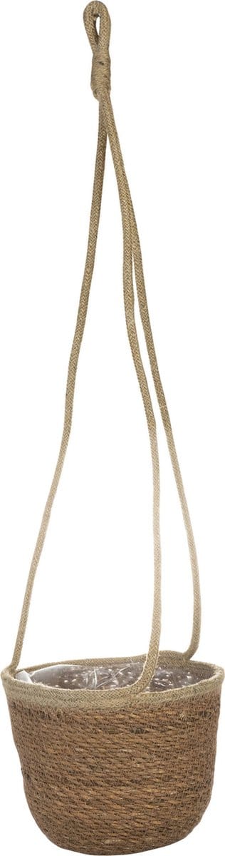 Ter Steege Hangende plantenpot/bloempot - jute/zeegras - D17 x H14 cm - bruin