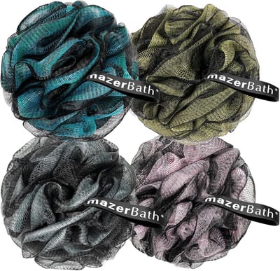 Set van 4 Loofah Douche Sponzen - Houtskool Kleuren Exfoliërende Badspons
