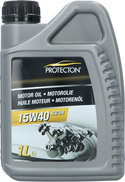 Protecton motorolie 15W-40 A3/B4 – Minerale multigrade olie - Voor benzine-, LPG- & dieselmotoren – Sterke weerstand tegen oxidatie - Sterke antislijtage werking - Goed anticorrosie en antischuim vermogen - Geringe neiging tot verdampen – 1 Liter