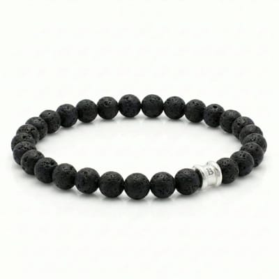STEEL & BARNETT - Kralenarmband Heren - Lava - Lavasteen - Maat S