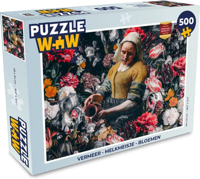Puzzel Vermeer - Melkmeisje - Bloemen - Legpuzzel - Puzzel 500 stukjes