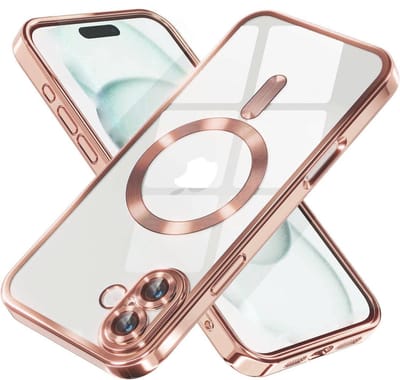 Hoesje Geschikt voor: iPhone 16 Magsafe Compatible - Rosegoud - Back Cover met ingebouwde camera glas bescherming