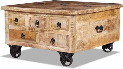 Salontafel - Bijzettafel - Woonkamer Decoratie - Handgemaakt Mangohout - 70x70x40 cm - Bruin