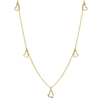 Juwelier Emo - 14 Karaat Gouden Ketting met Open Hart bedels 6mm – Jasseron schakel - Lengte 45 CM