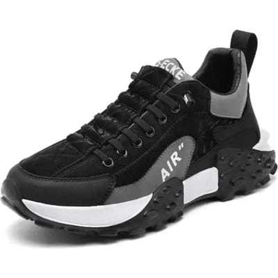 Sneakers met dikke zool voor heren Mode Herenschoen Veelzijdige gevulkaniseerde schoen Vetersluiting Outdoor hardloopschoenen Antislip Zapatillas De Hombre 37 black