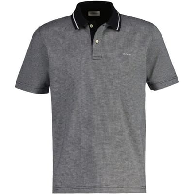 Gant Polo Allover Micro Houndstooth Cotton Zwart / male
