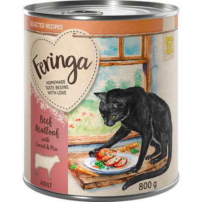 6x800g Gehaktbrood met Wortel en Erwten Feringa Selected Recipes Katten Natvoer