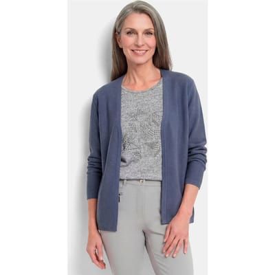 Lichtgewicht cardigan met scheerwol - rookblauw - Gr. 19 van Goldner Fashion