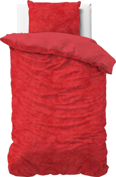 Sleeptime Velvet Touch - Dekbedovertrek - Eenpersoons - 140x200/220 + 1 kussensloop 60x70 - Rood