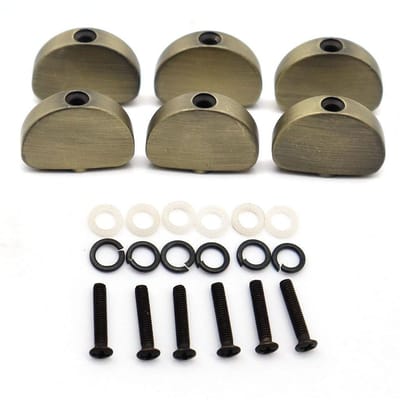 6 Pièces Mécaniques de Guitare Boutons de Mécaniques Boutons de Clé de Tuning Métalliques Tête de Bouton Demi-Ronde gray
