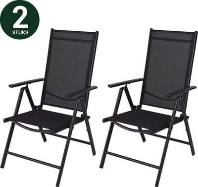 Relaxwonen - Tuinstoel - Relaxstoel - Kampeerstoel - Stoel voor Buiten - Aluminium - 7 Standen - Set van 2 Stuks - Grijs - 73 x 54 x 107CM