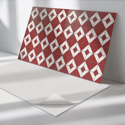 Wallfluent Vinyl Wandpaneel - Geometrische patronen in lay-out Wandpaneel PVC - 100 cm x 50 cm - Rood Vinyl Wandpaneel - Set van 1 - Rechthoekig Wandbekleding Vinyl - Texturen Wandpaneel - Zelfklevend Wandpaneel - Wandpaneel Keuken en Badkamer