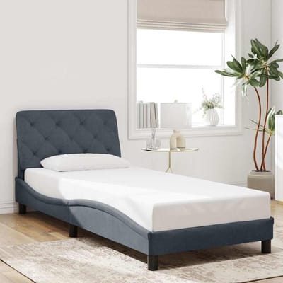 vidaXL - Bedframe - zonder - matras - 90x190 - cm - fluweel - donkergrijs