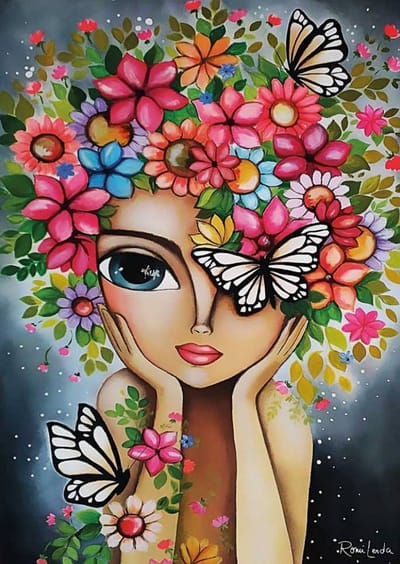 Magnolia puzzel Lady with Flowers - Romi Lerda Special Edition - 1000 stukjes.
