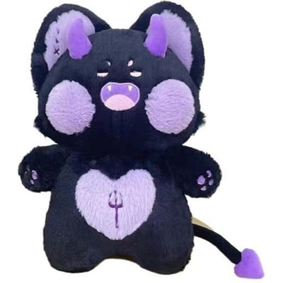 Poupées Peluches Chat Démon 40cm Kawaii Carton Jouets Peluche Animal Doux Oreiller Décoration Maison Anniversaire Fête de Mariage Cadeau Enfant noir
