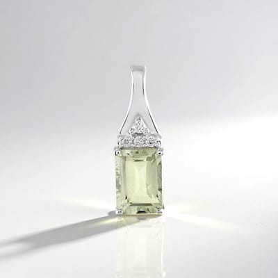 Cavill - 925 Zilveren Hanger - 0,932 ct Groene Amethist Brazilië - Achthoek trapgeslepen - Pavé Zirkonen 0,05 ct - Elegant & Draagbaar