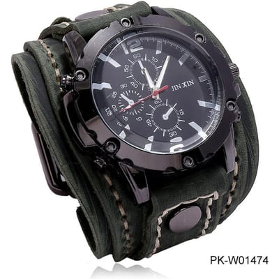 Vintage Horloges Heren Echt Leer Wijzerplaat Riem Band Punk Horloge Brede Koeienhuid Armband & Armbanden Voor Dames Mannen Sieraden gray