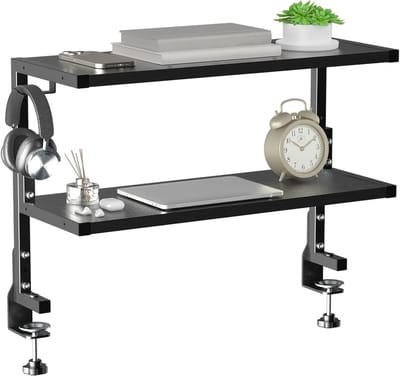 Bureauplank Klem op of Onder - 61 cm Bureau Organizer voor Kantooraccessoires en Gaming Apparatuur, Zwart