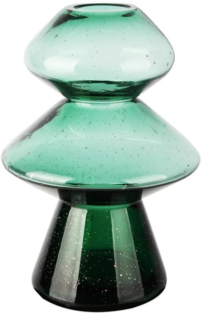 Dekoratief | Vaas 'Gold Speckled', groen, glas, 17x17x26cm | A255811
