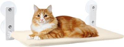 Famanu – Kattenhangmat voor raam - inklapbaar kattenbed met zuignappen - duurzaam materiaal - geschikt voor katten tot 18 kg - afmetingen 52 x 30 cm - ideaal voor comfortabel zonnen en rusten in huis