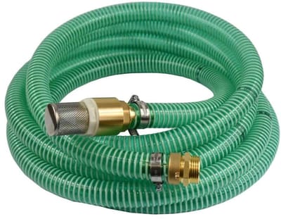 1"/25mm Zuig- + persslang met zuigkorf, terugslagklep + 1" AG dubbele nippel 3m