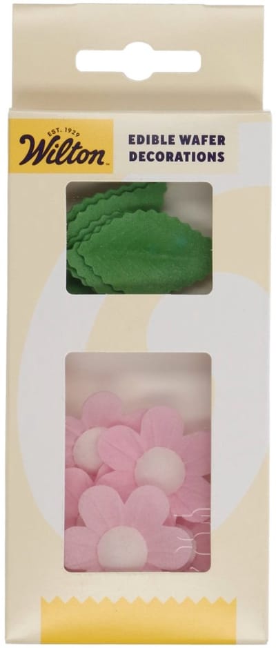 Wilton Eetbare Papieren Decoraties - Bloemen & Bladeren Roze - Set/11 - Taartdecoratie - Taarttopper