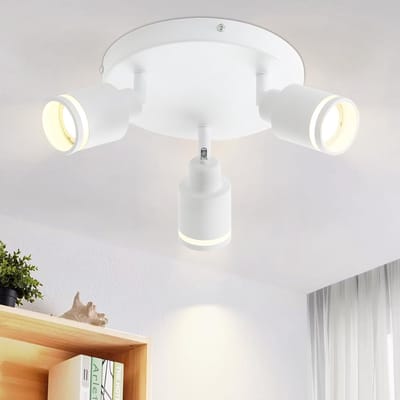 Glitzerlife - Plafondspot Plafondlamp - draaibaar en kantelbaar - moderne opbouwspot GU10 - ronde plafondlamp - metaal - Ø20cm - wit - 3xGU10 fitting