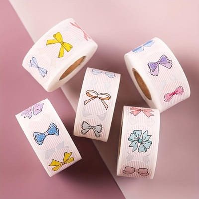 5 rollen/2500 stuks Cadeau Strik Ronde Sluitsticker, 500 STUKS/ Rol Zelfklevend Label Sluitsticker, Rolsticker, Kan Worden Gebruikt voor Verpakking Decoratie 5 rolls white