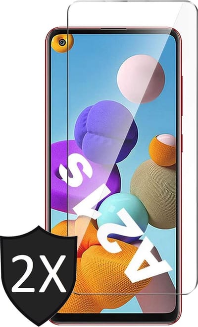 Screenprotector geschikt voor Samsung Galaxy A21s - Gehard Glas Beschermglas Tempered Glass Screen Protector - 2 Stuks