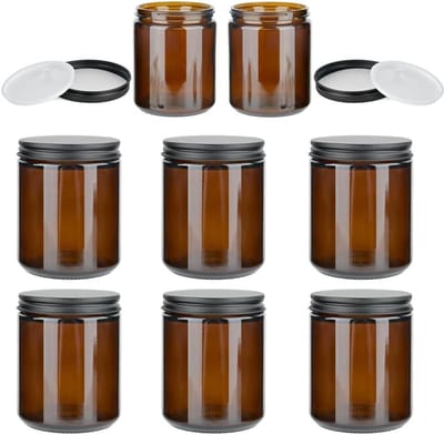 Grote Glazen Potten met Deksel van 240 ml voor Cosmetische Opslag, Ideaal voor Crèmes, Olieën en Lotion, 7 x 9 cm