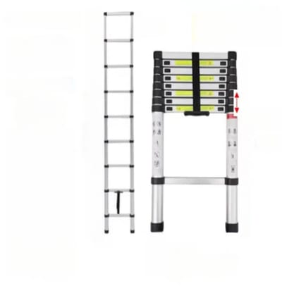Aluminium Telescopische Ladder Florano - 260CM - Vouwladder met Antislipvoeten - Multifunctionele Verlenging - Rechte Ladder voor Loft