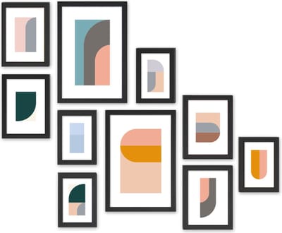 ACAZA Fotolijst - Fotolijst collage - Fotokader collage - Collagelijst voor 10 Foto's verschillende Formaten - MDF Hout - Zwart