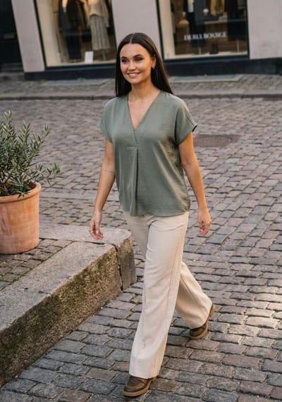 INWEAR Rindaiw Top Tops & T-shirts Dames - Shirt - Olijf - Maat 34