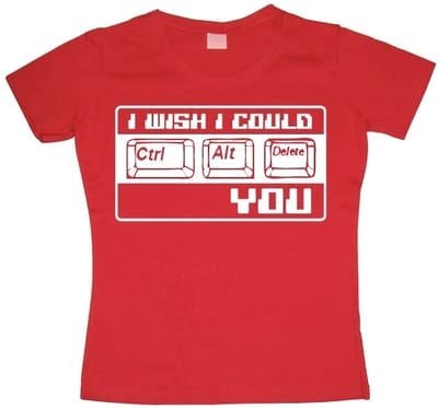 Hybris I Wish I Could CTR-ALT-DEL You! Girly T-shirt voor dames, rood
