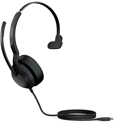 Wired Mono Headset met Noise Cancelling en Comfort Technologie voor Zoom en Google Meet - Zwart