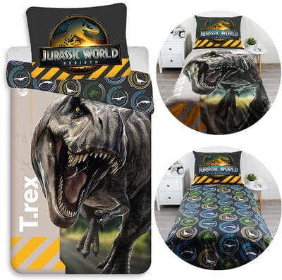 Jurassic World Dubbelzijdig katoenen kinderbeddengoed met ritssluiting, 100% katoen 140x200cm+70x90cm OEKO-TEX