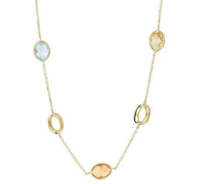 YO&NO - Ketting - Goud - Anker -  Edelstenen -  1,0 mm  -  42 - 45 cm -  Sieraden vrouw - 585 goud
