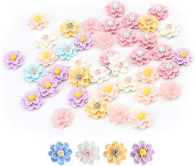 Allecto Plus - Taartdecoratie Bloemen 40 Stuks | Hars Bloemen voor Bruiloft Cake | Feestdecoratie | Natuurlijk en Vers | Driedimensionaal