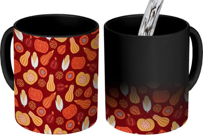 Magische Mok - Foto op Warmte Mokken - Koffiemok - Pompoen - Maïs - Herfst - Patronen - Magic Mok - Beker - 350 ML - Theemok