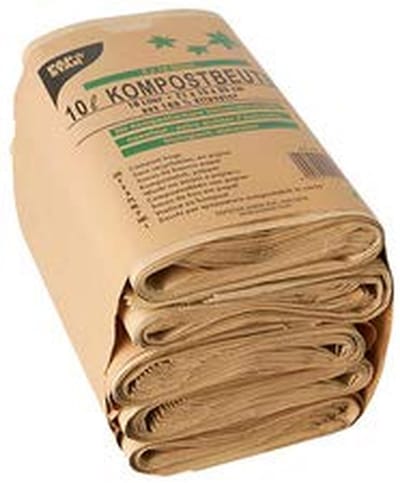 Compostzakken Papier - Afvalzakken GFT - Afval Scheiden - Biologisch Afbreekbaar - 10 Liter - Bruin