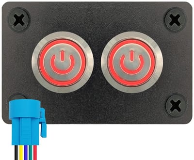 ProRide Metalen Drukschakelaars ON-OFF 220V - 16mm - Tweevoudig inbouwpaneel - IP67 - LED indicatie Rood