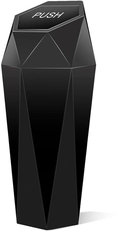 Famanu – Auto Vuilnisemmer met deksel Diamond Design Kleine draagbare automatische waterdichte vuilnisemmer voor auto - thuis - kantoor - keuken - slaapkamer (zwart)
