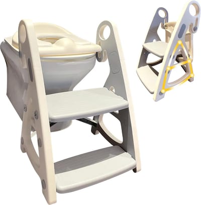 Kindertoiletverkleiner met trap, kindertoiletverkleiner, kindertoiletbril met zacht PU-kussen