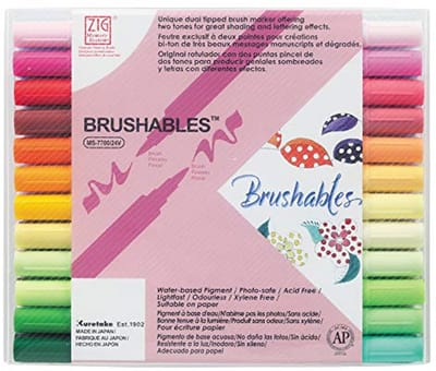 Tweekleurige Borstelbare Kleurenset - 24 Vilt Tip Markers