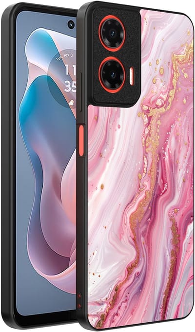 Smartphonica Telefoonhoesje Geschikt voor Motorola Moto G Play 2024 met marmer opdruk - TPU backcover case marble design - Roze geschikt voor Motorola Moto G Play 2024